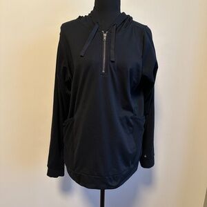 *FABLETICS* Black Long Sleeve Hooded Quarter-Zip Sweater Size XL